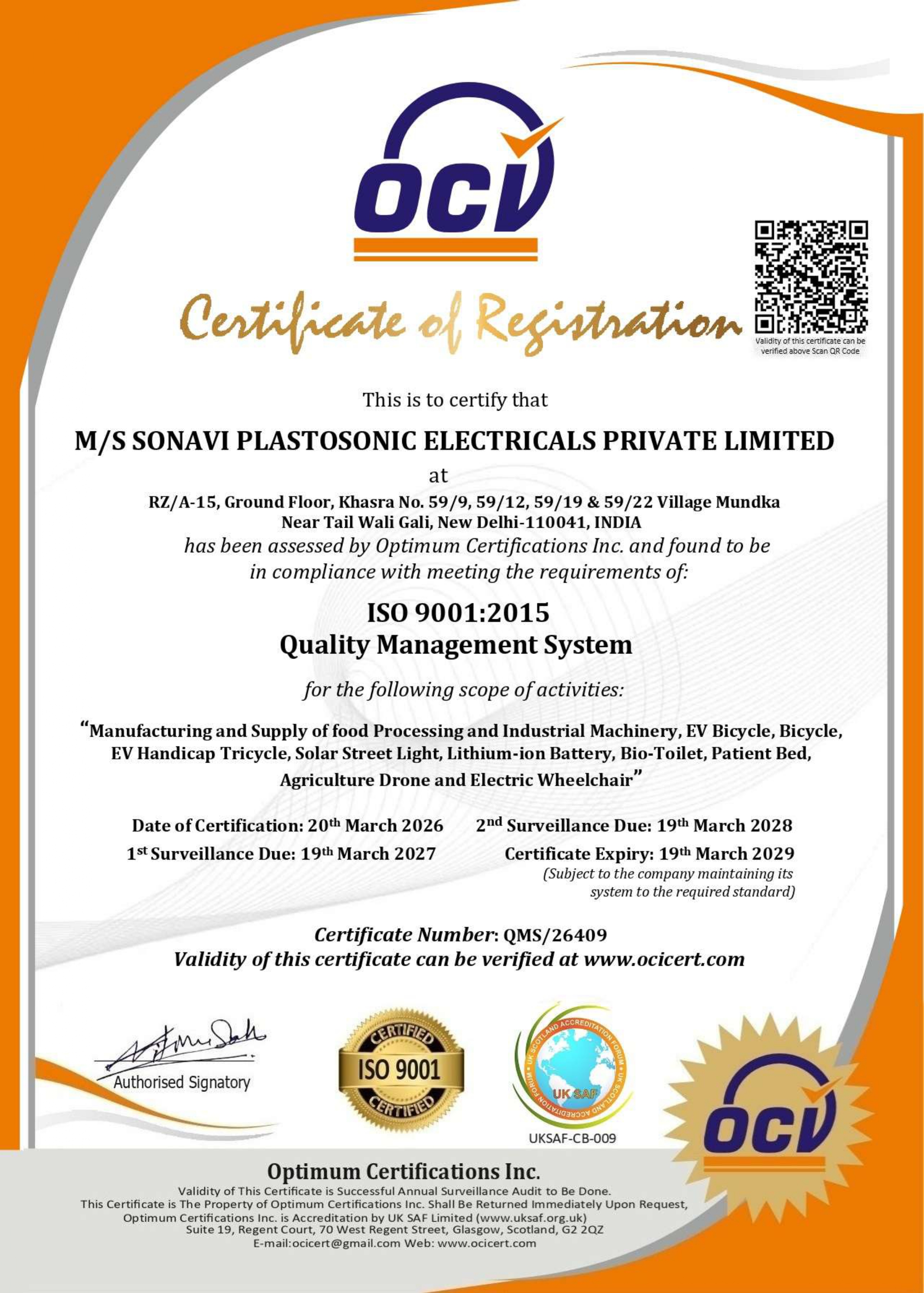 ISO certificate